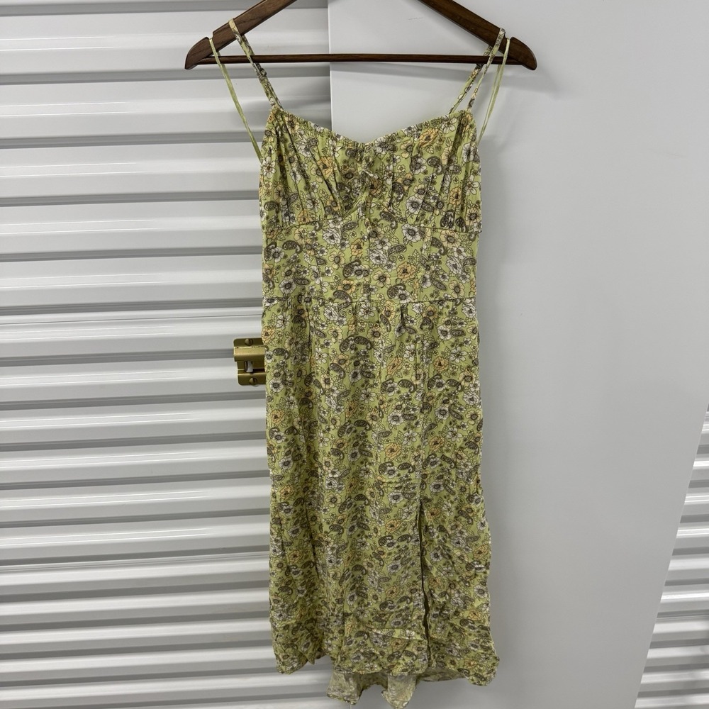 Hollister Floral Slip Dress Green Y2K Cottagecore Mini Womens S